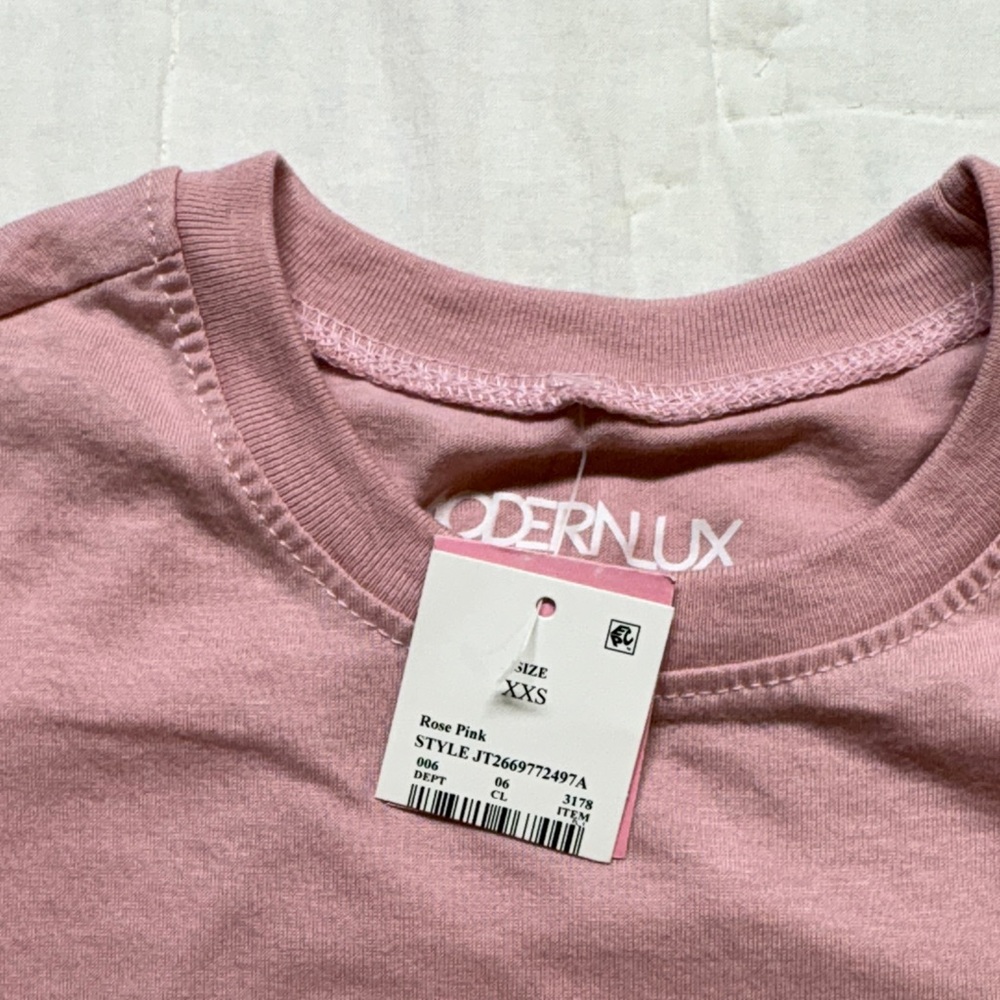 NWT Modern Lux Shirt Womens XXS Pink French Pastry Oversized Cropped Graphic Tee - Picture 3 of 10